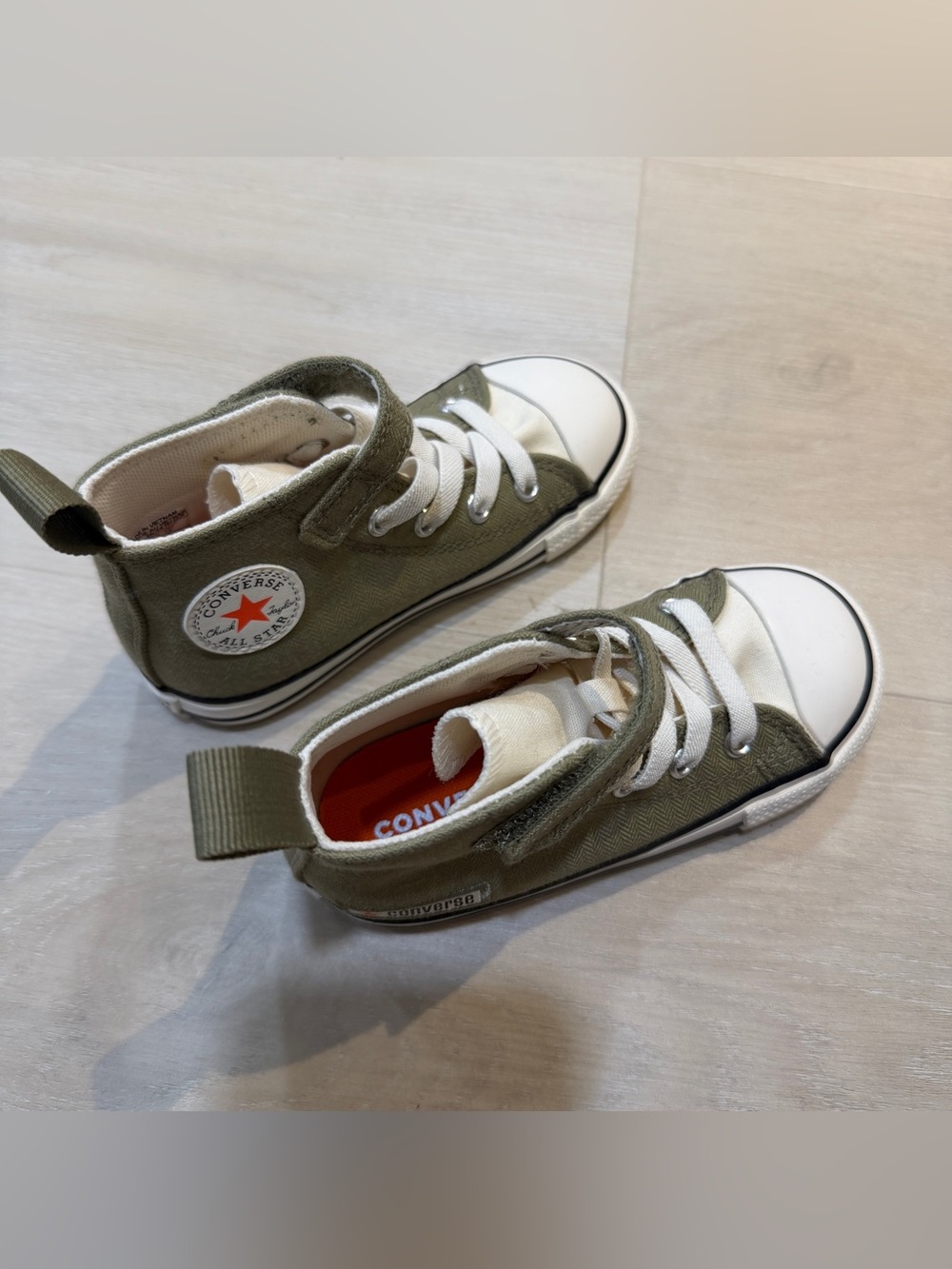 Converse Kids Olive Green and White High-Top Canvas Sneakers